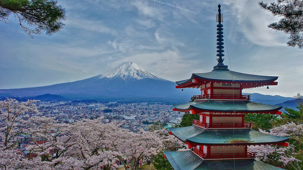 Monte Fuji e Pagode Chureito no Japão